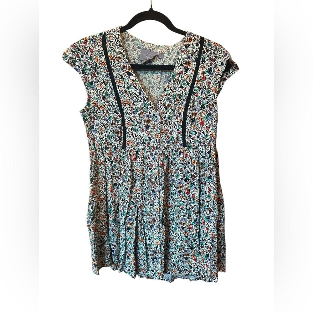 Anthropologie Vanessa Virginia Floral Rayon Button Down Blouse Size XS EUC - Picture 2 of 6